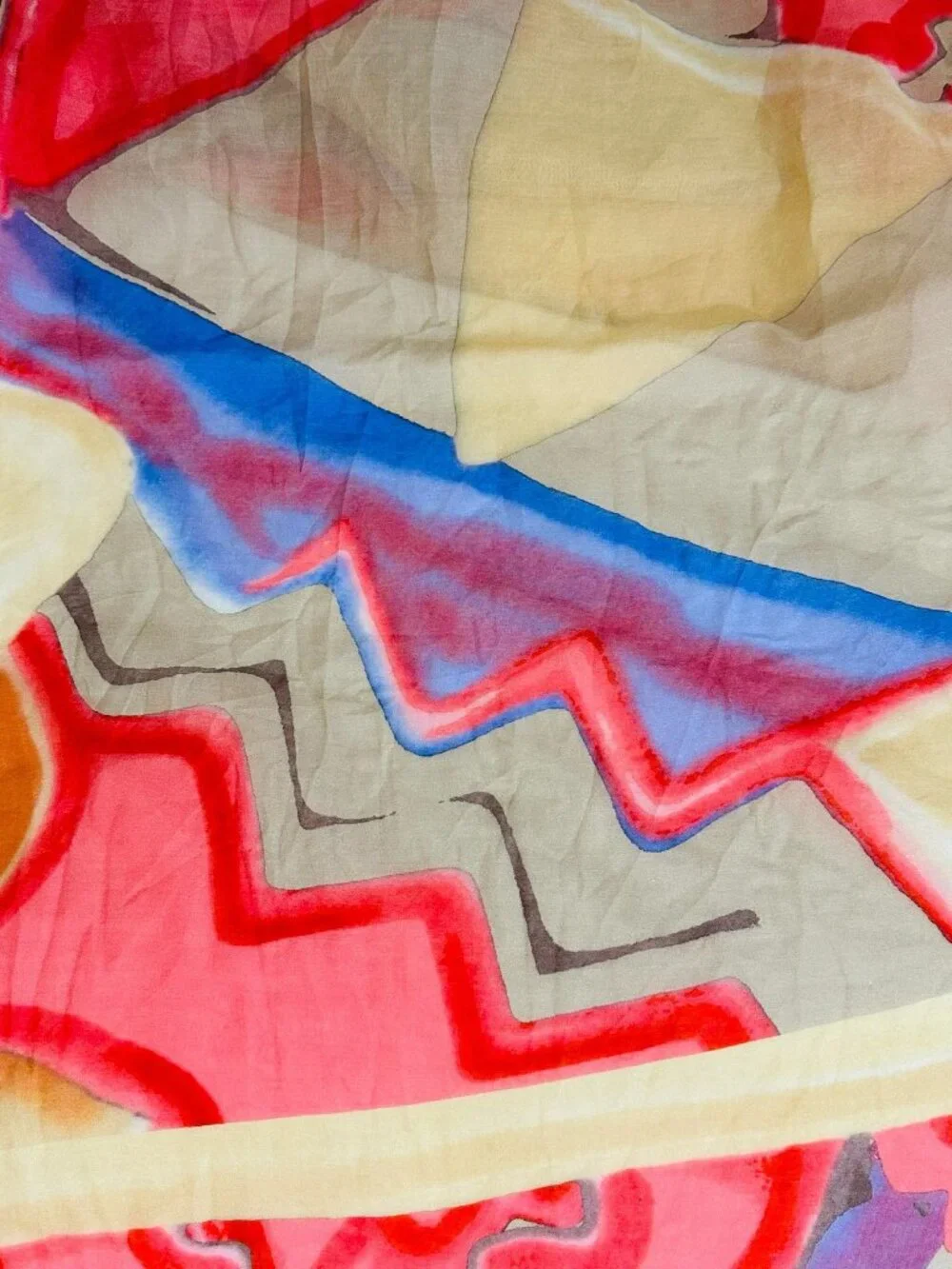 Bissoli Italia Women's Cotton Silk Geo Print Summer Scarf 69 in x 26 in